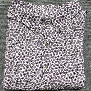 Harbor Bay HB Purple Floral Shirt Men's 5XLT Short Sleeve Pocket Button Up NWOT